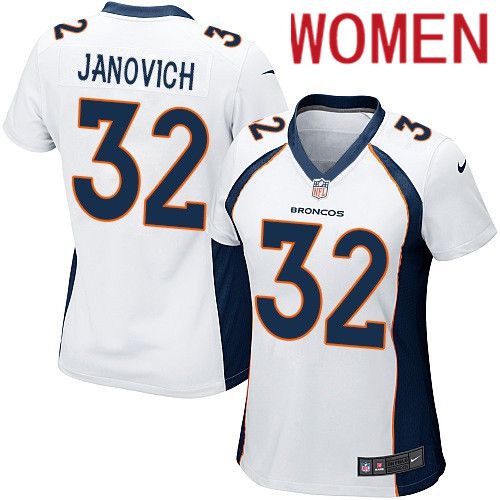 Women Denver Broncos #32 Andy Janovich White Nike Game NFL Jersey